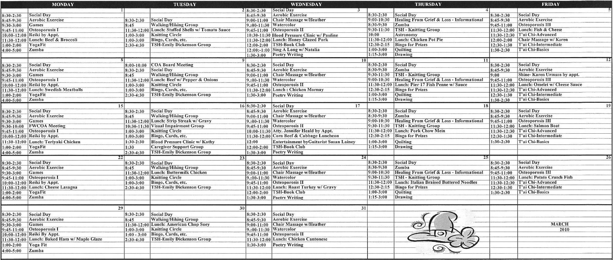 Everything Westport COA Calendar of Events February 2010